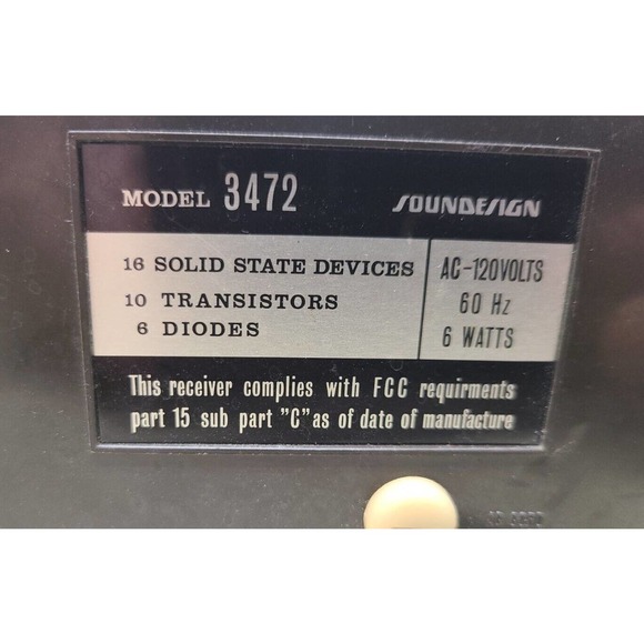 Vintage Soundesign 1975 Flip Clock AM/FM Radio Alarm #3472 - Picture 5 of 6